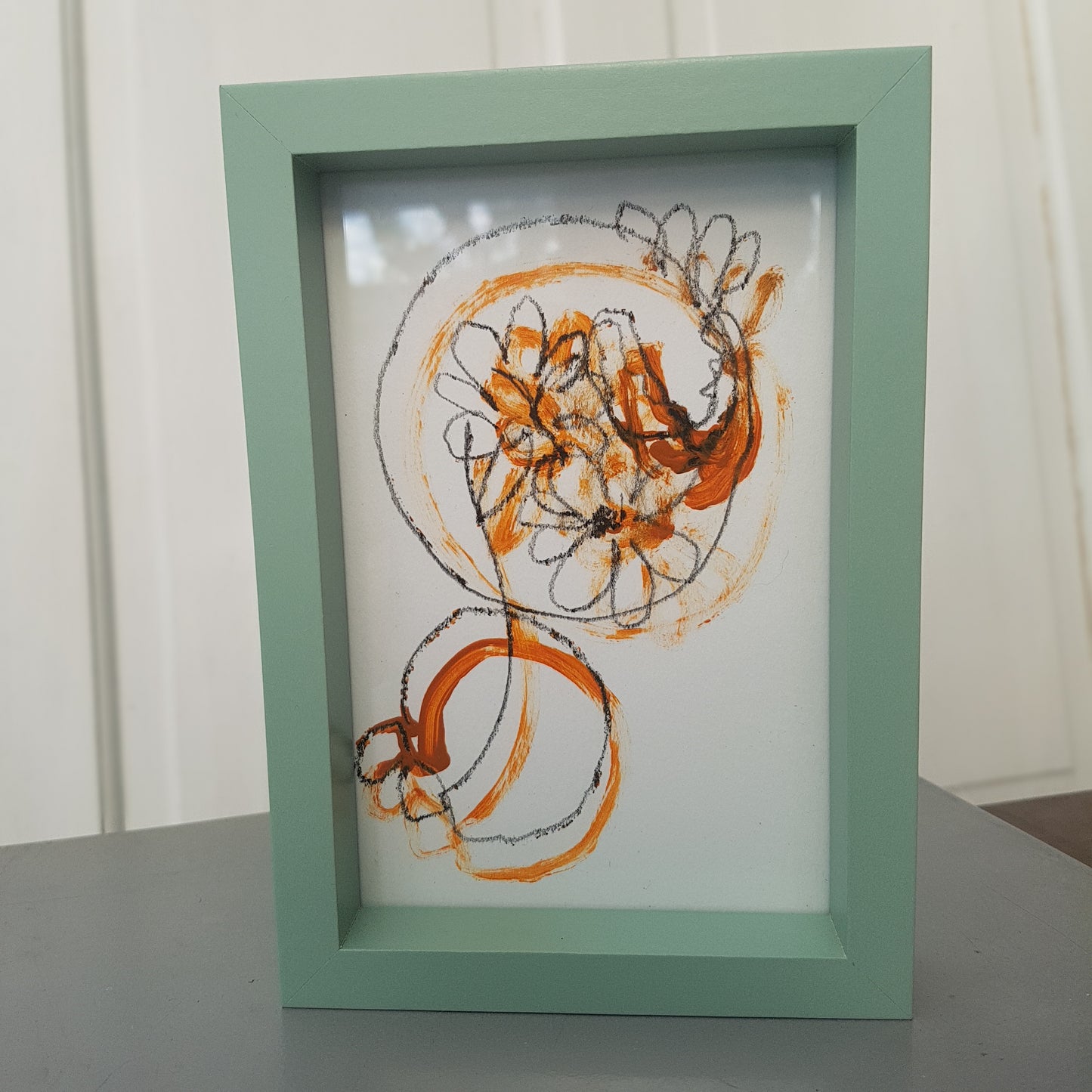 Contemporary Floral Drawing 'Succulents in Terracotta'