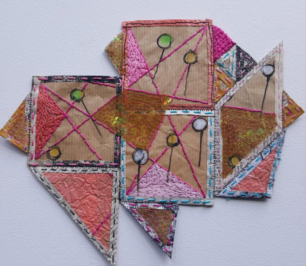 Geometric Paper Textile Art - Patches and Pins Number One