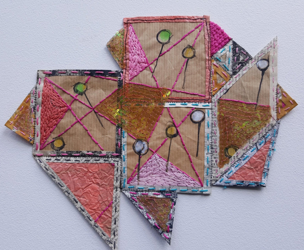 Geometric Paper Textile Art - Patches and Pins Number One