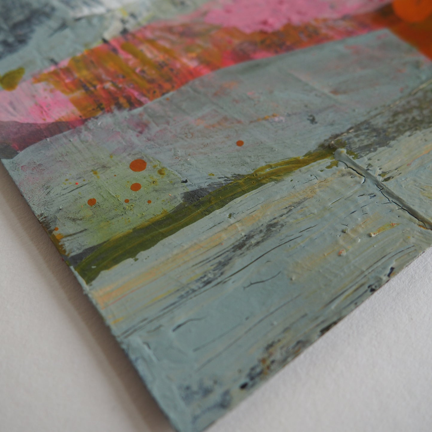 Small Mixed-media Landscape on Card 'Red Sky in the Morning'