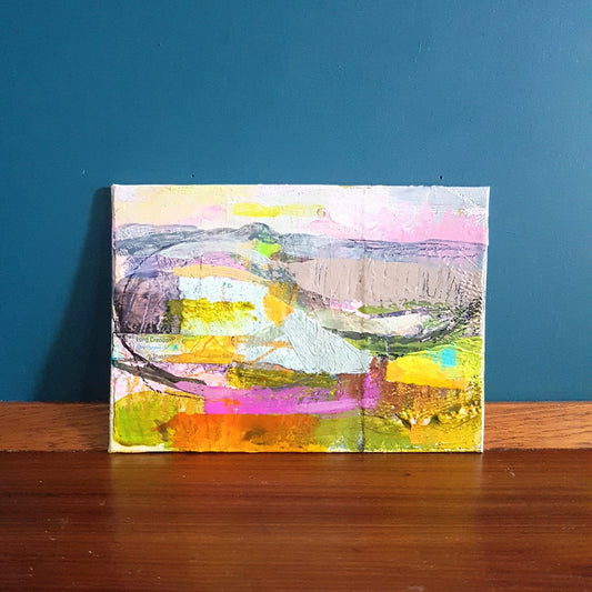 Small Mixed-media Abstract Landscape Artwork 'A Brighter Day'