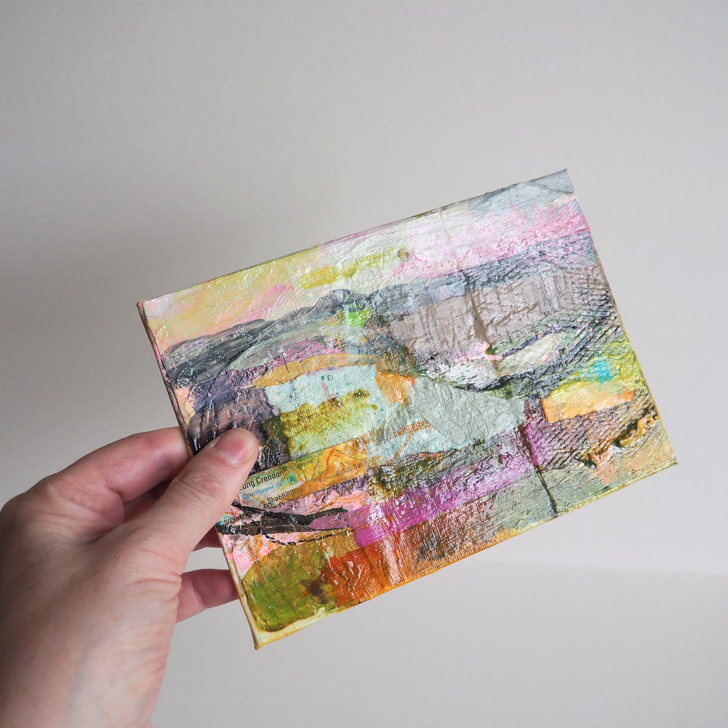 Small Mixed-media Abstract Landscape Artwork 'A Brighter Day'