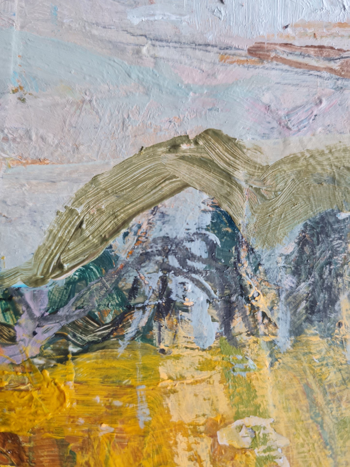 Abstract art detail with textured brush strokes in earthy tones