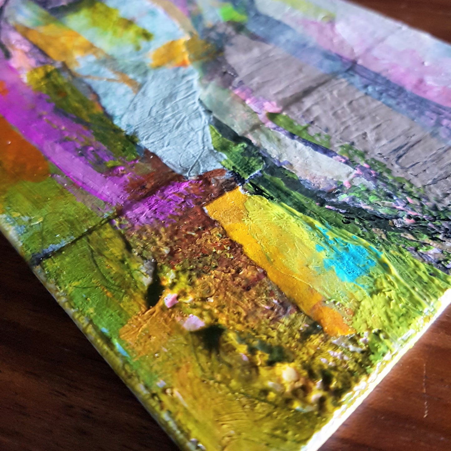 Small Mixed-media Abstract Landscape Artwork 'A Brighter Day'