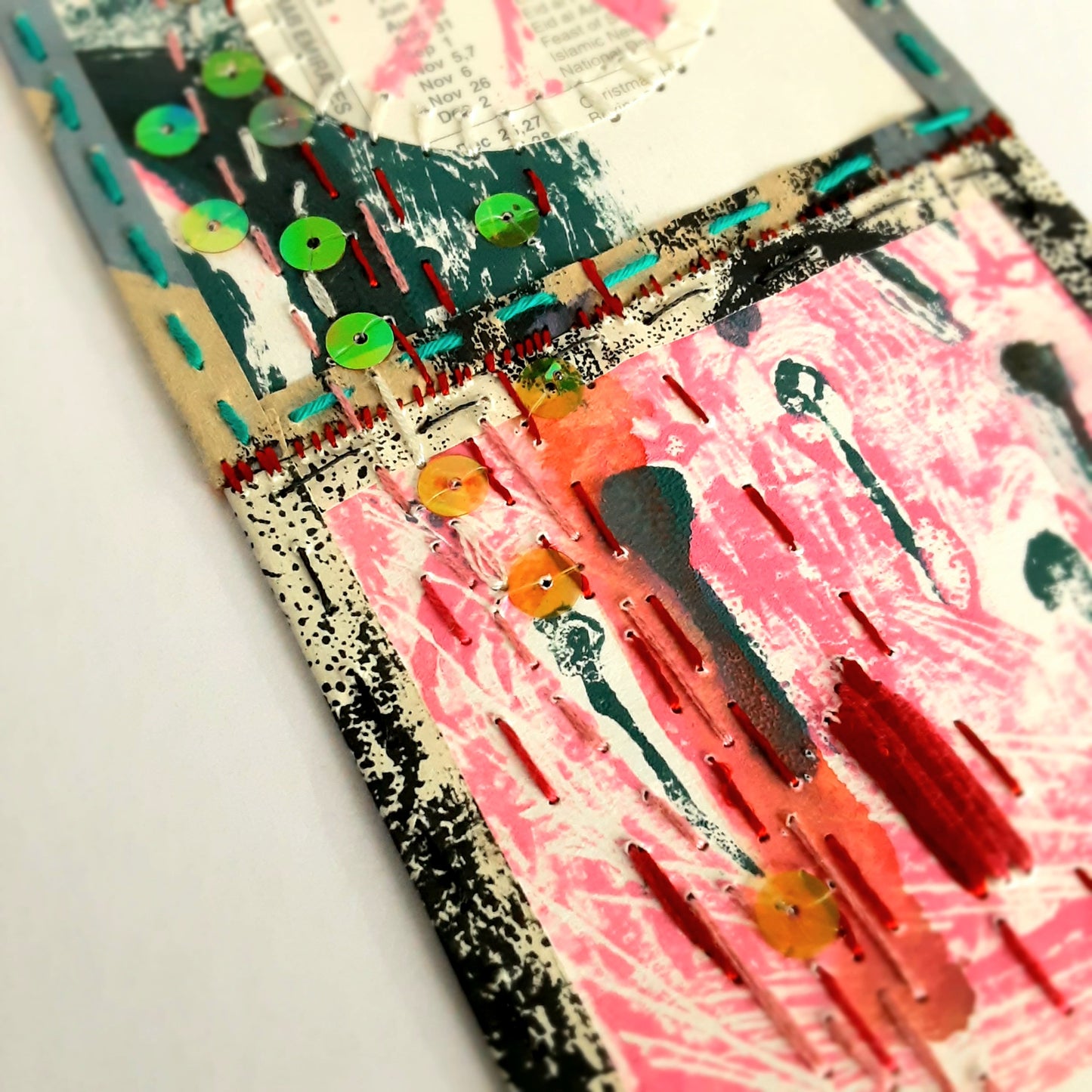 Small Paper Textile Art - Patches and Pins, Number Three