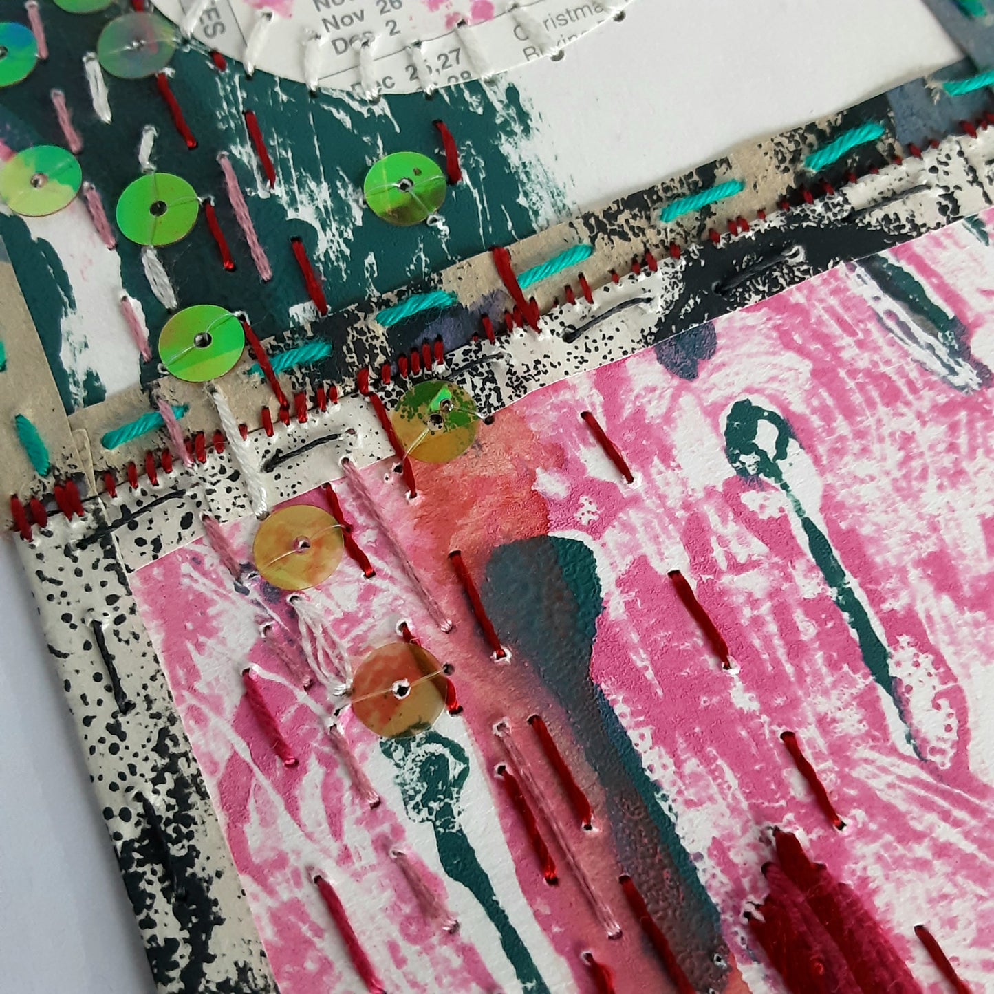 Small Paper Textile Art - Patches and Pins, Number Three