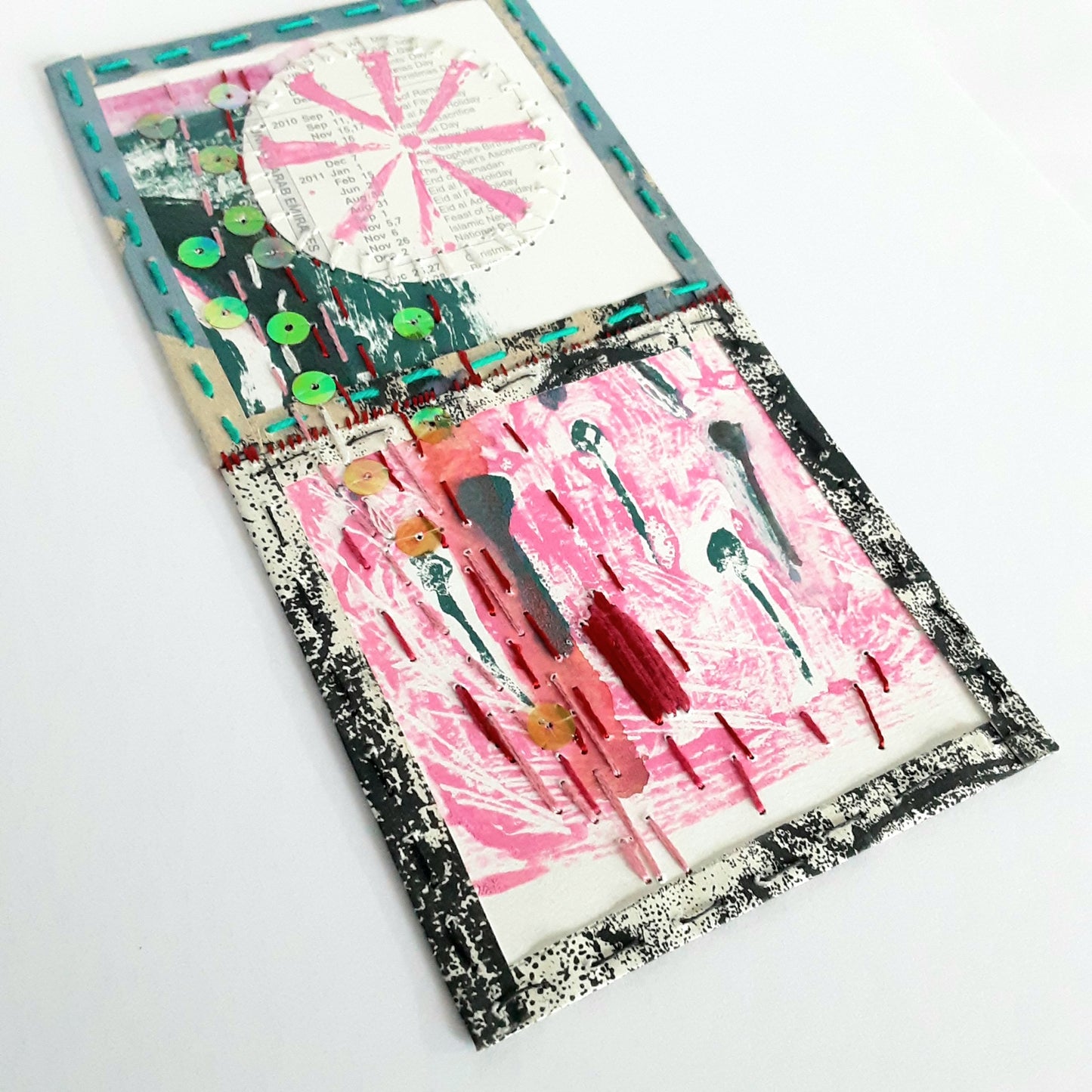 Small Paper Textile Art - Patches and Pins, Number Three