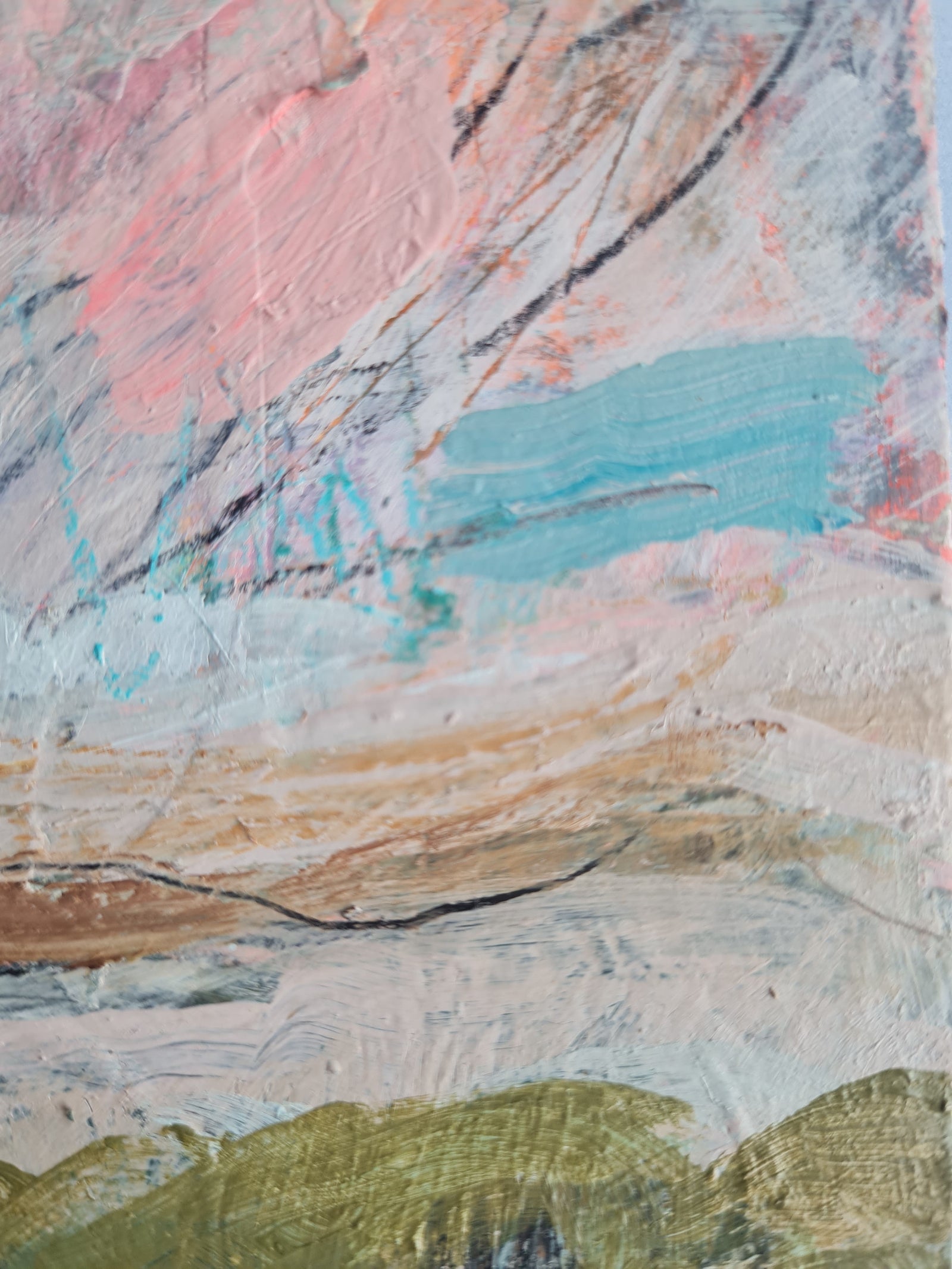 Abstract art with textured brushstrokes in pastel colors