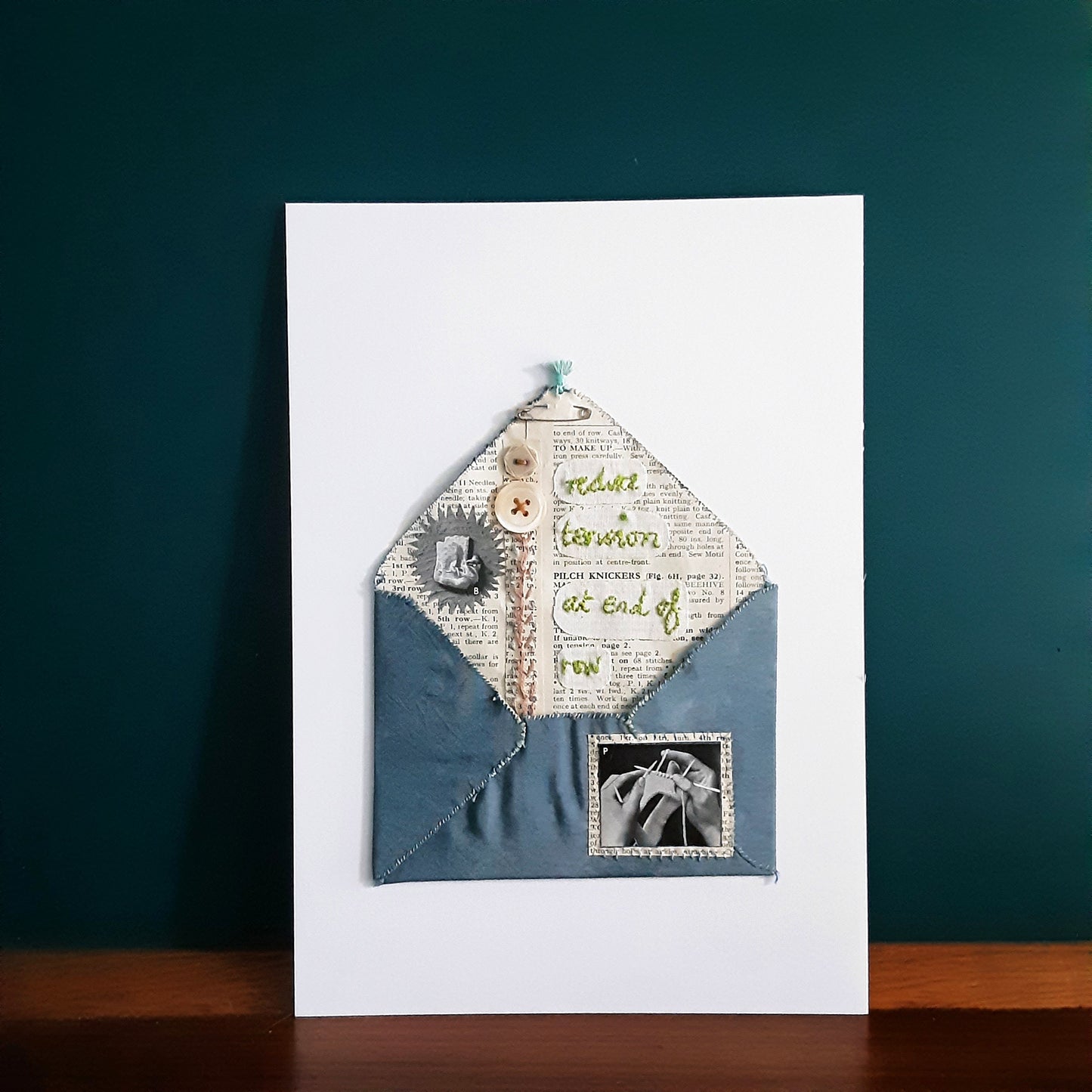 Textile Art Envelope With Hand Embroidery