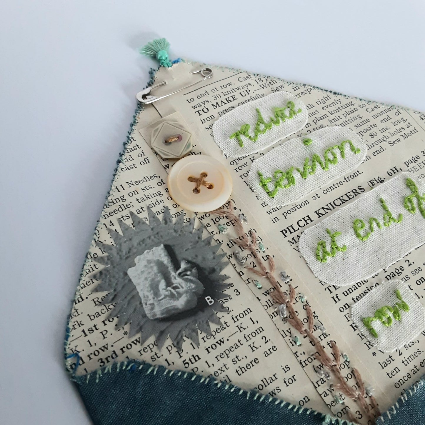 Textile Art Envelope With Hand Embroidery