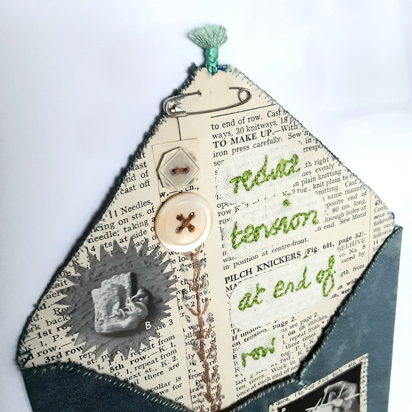 Textile Art Envelope With Hand Embroidery