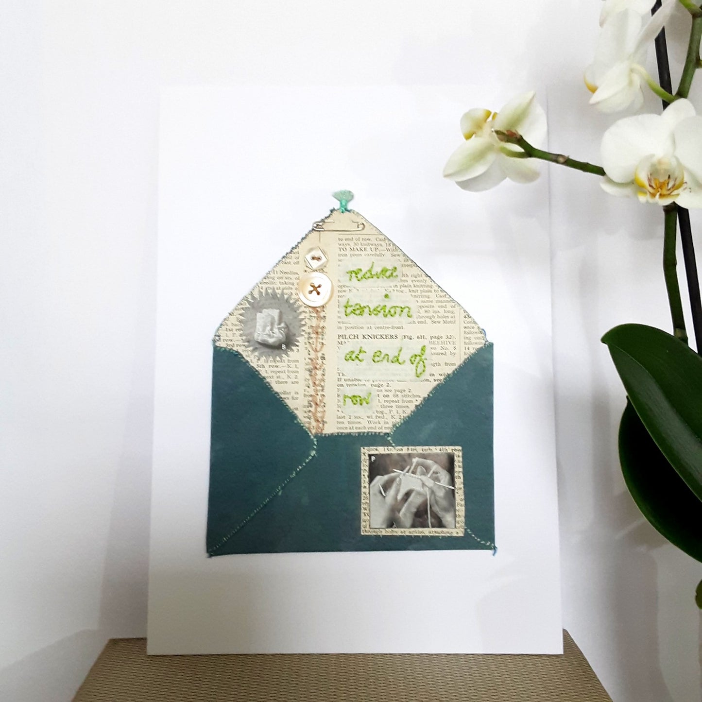 Textile Art Envelope With Hand Embroidery