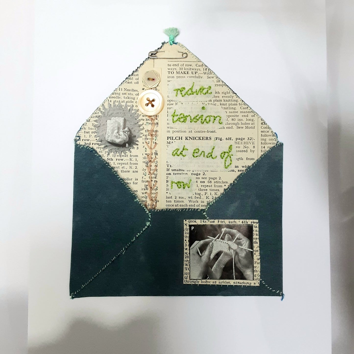 Textile Art Envelope With Hand Embroidery