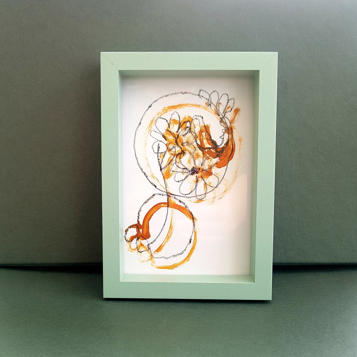 Contemporary Floral Drawing 'Succulents in Terracotta'