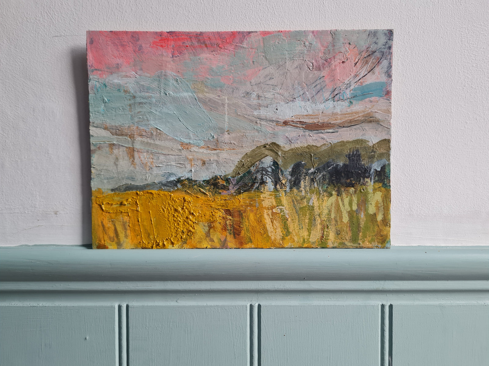 Abstract painting on a white wall