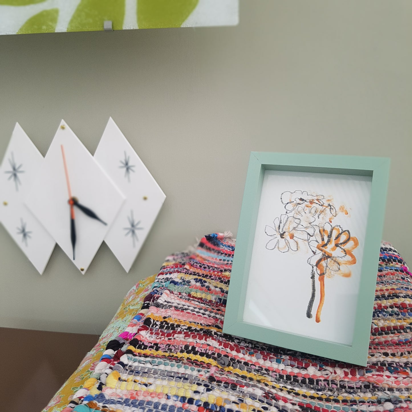 Framed Original Floral Drawing Small Framed Artwork 6 x 4 Inches