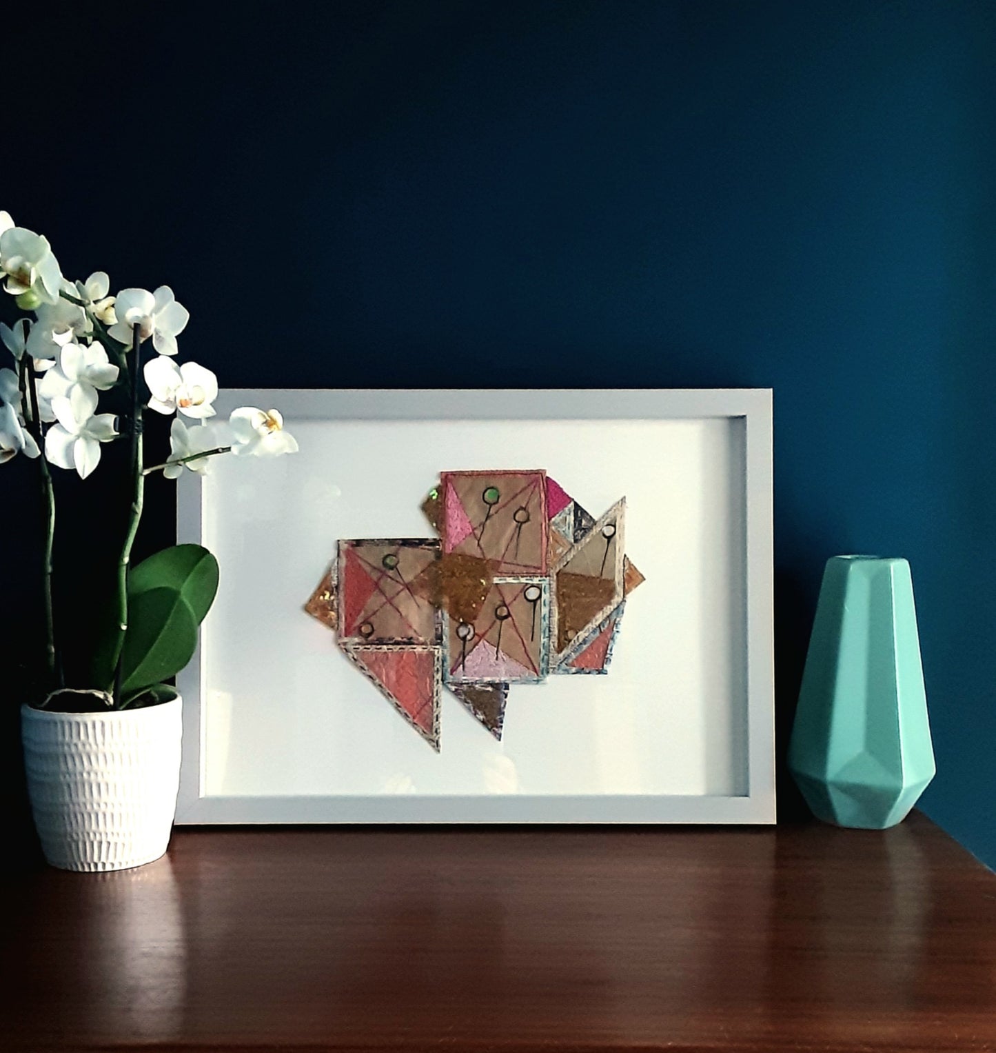 Geometric Paper Textile Art - Patches and Pins Number One