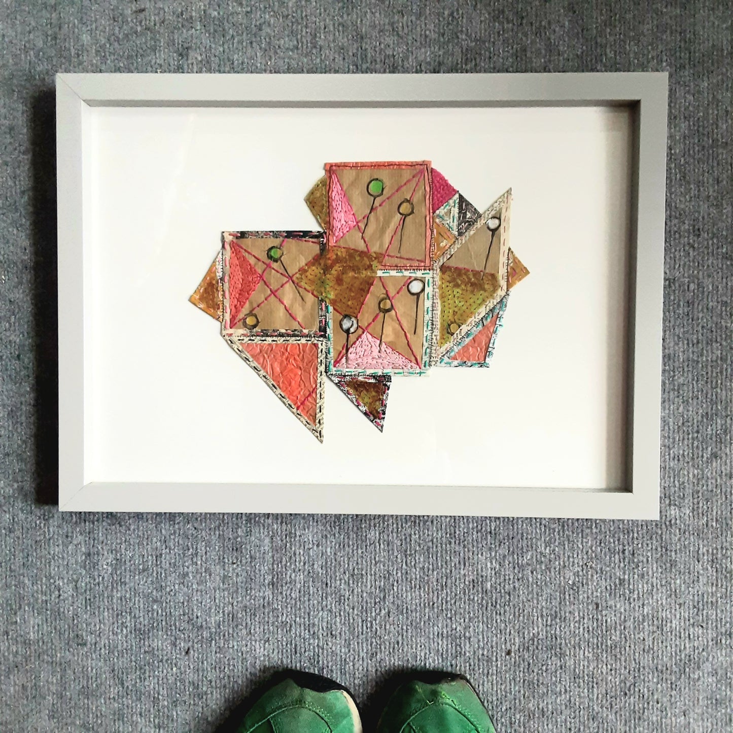 Geometric Paper Textile Art - Patches and Pins Number One