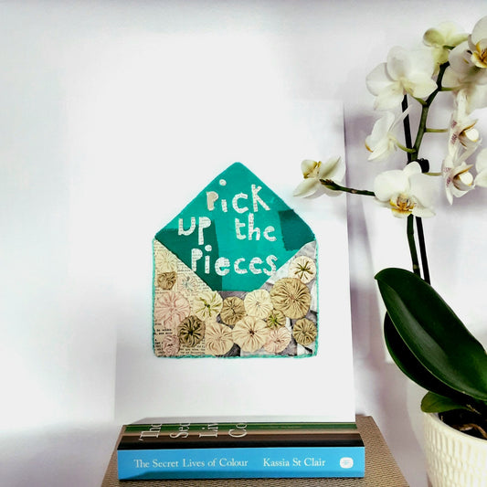 Intricate Textile Art Envelope With Hand Stitching - Pick Up The Pieces
