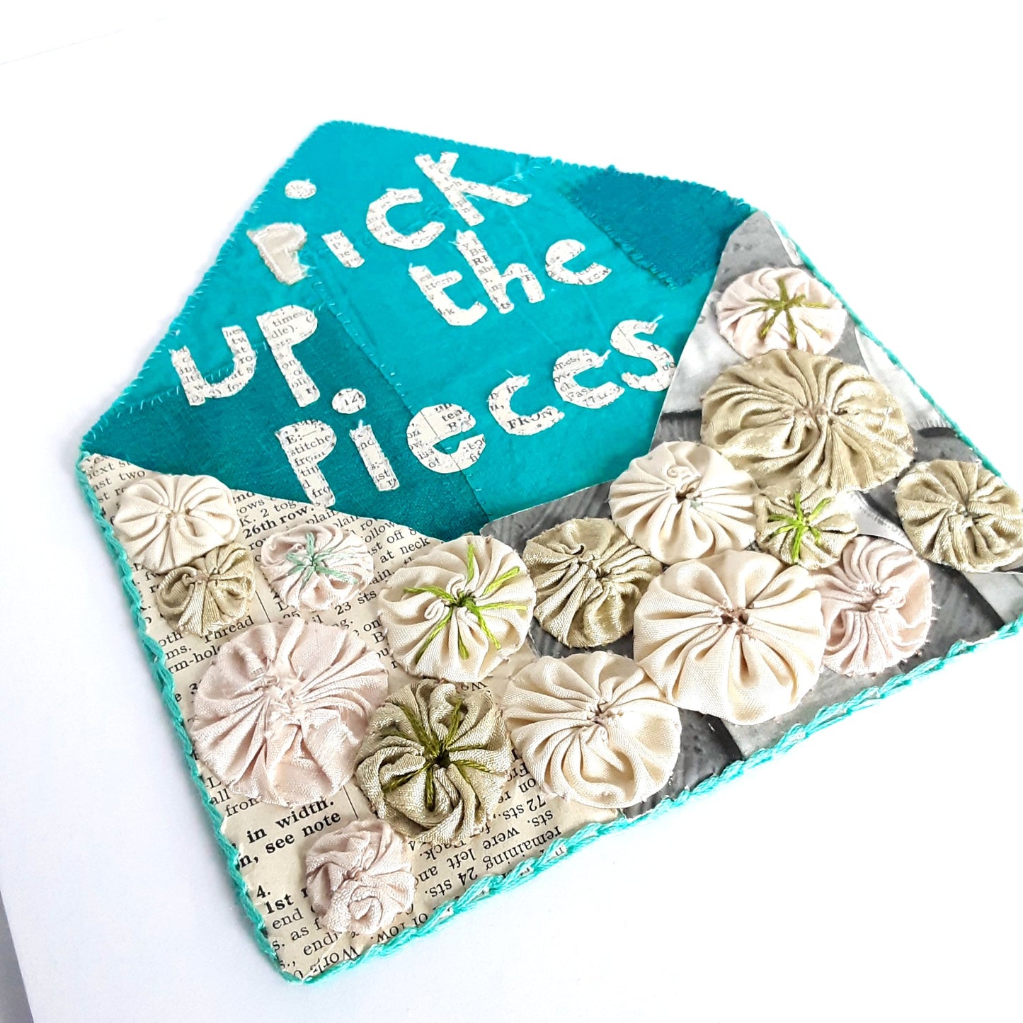 Intricate Textile Art Envelope With Hand Stitching - Pick Up The Pieces