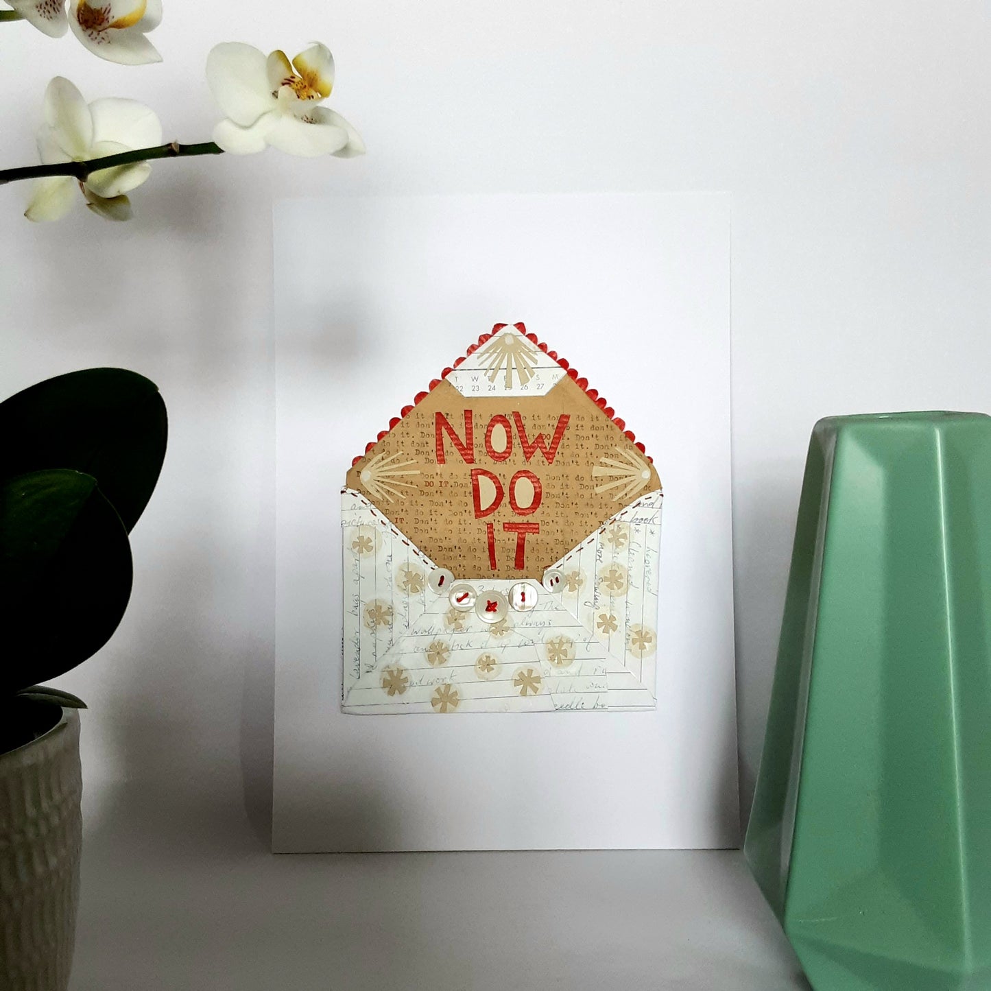 Mixed-Media Envelope With Hand Stitch and Buttons - Now Do It