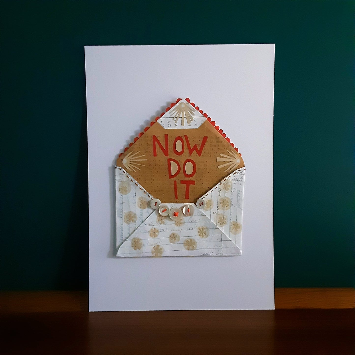 Mixed-Media Envelope With Hand Stitch and Buttons - Now Do It