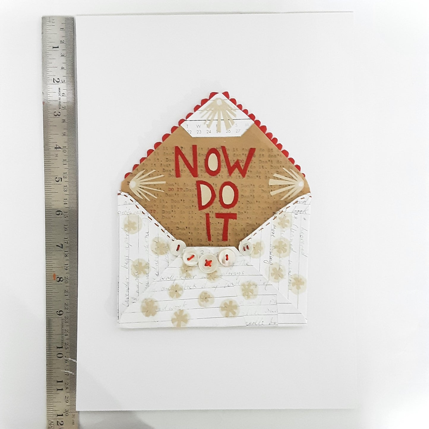 Mixed-Media Envelope With Hand Stitch and Buttons - Now Do It