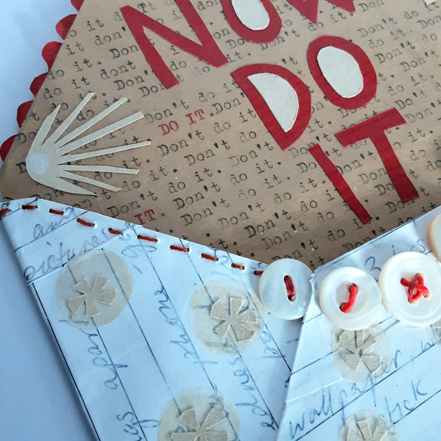 Mixed-Media Envelope With Hand Stitch and Buttons - Now Do It