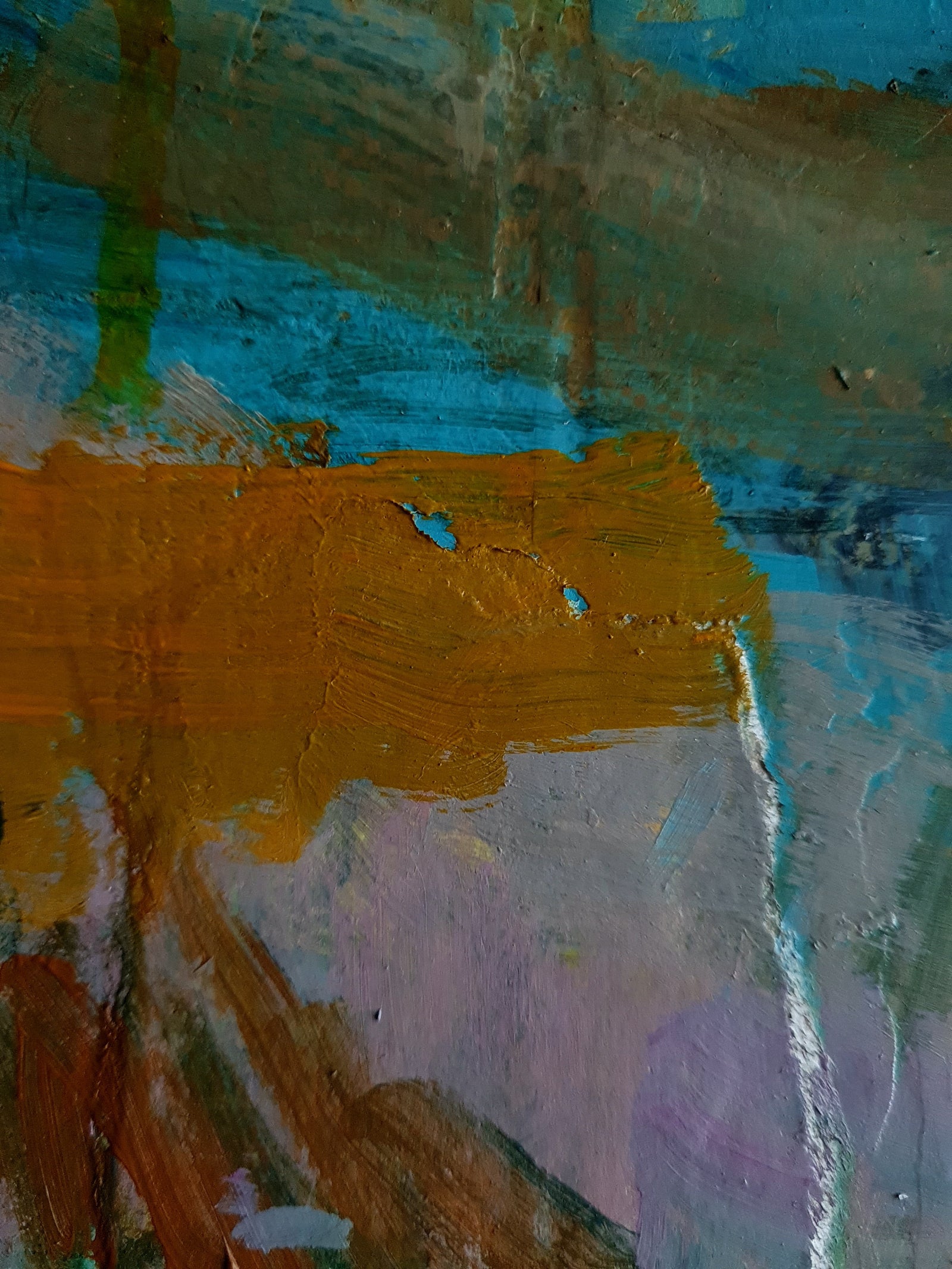 mustard paint brushstrokes close up