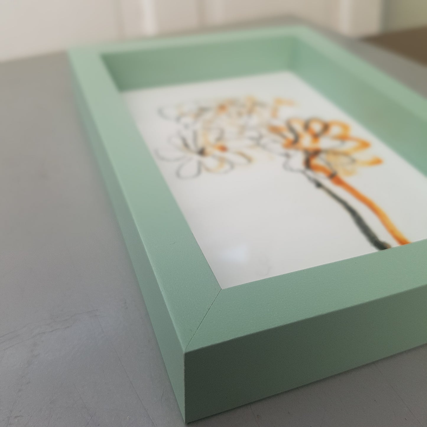 Framed Original Floral Drawing Small Framed Artwork 6 x 4 Inches