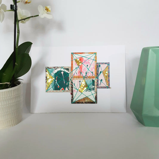 Geometric Paper Textile Art - Patches and Pins, Number Two