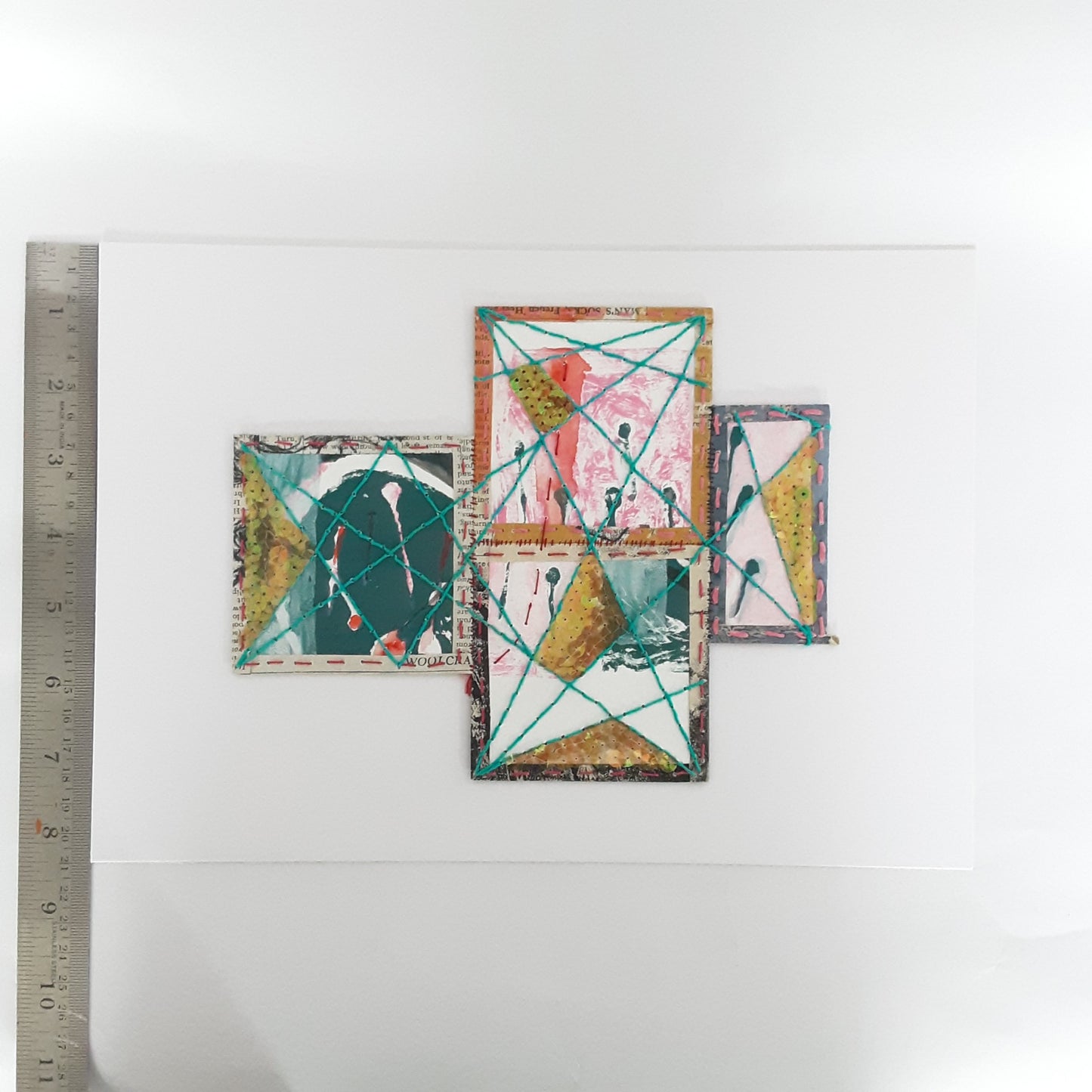 Geometric Paper Textile Art - Patches and Pins, Number Two