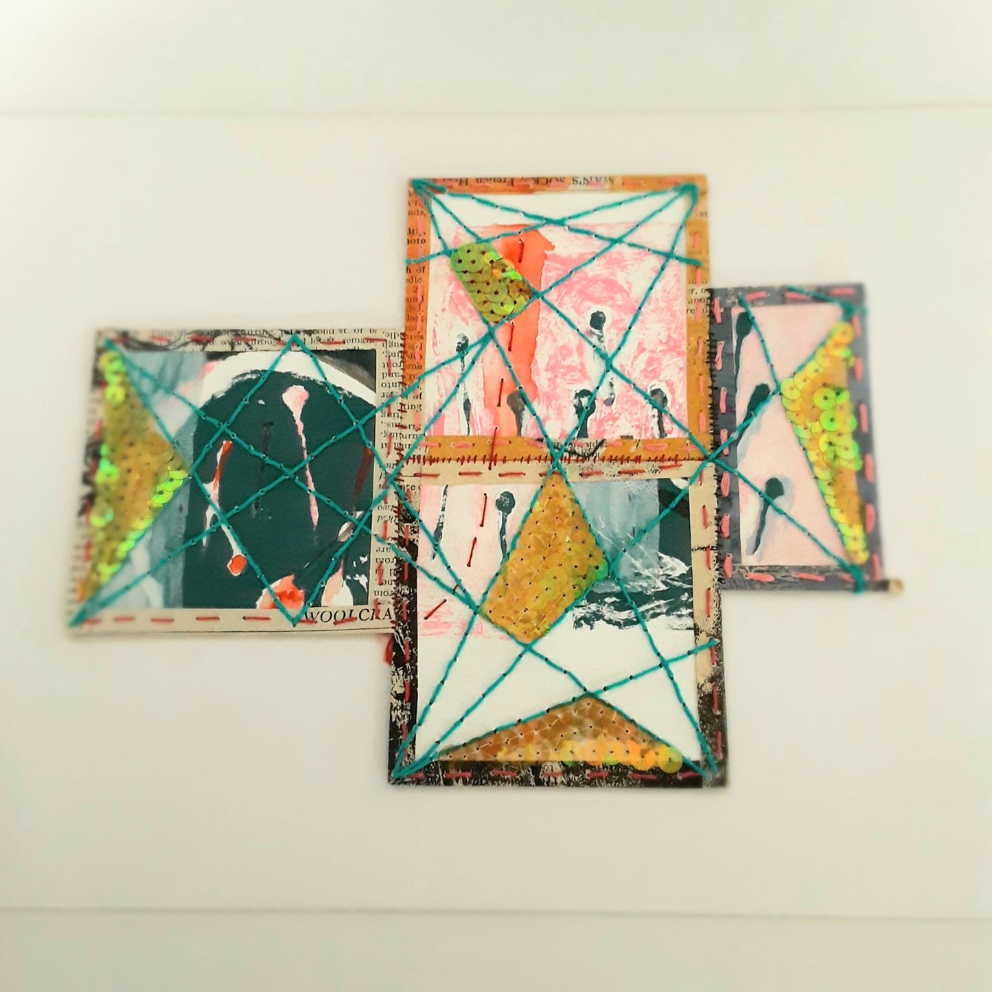 Geometric Paper Textile Art - Patches and Pins, Number Two