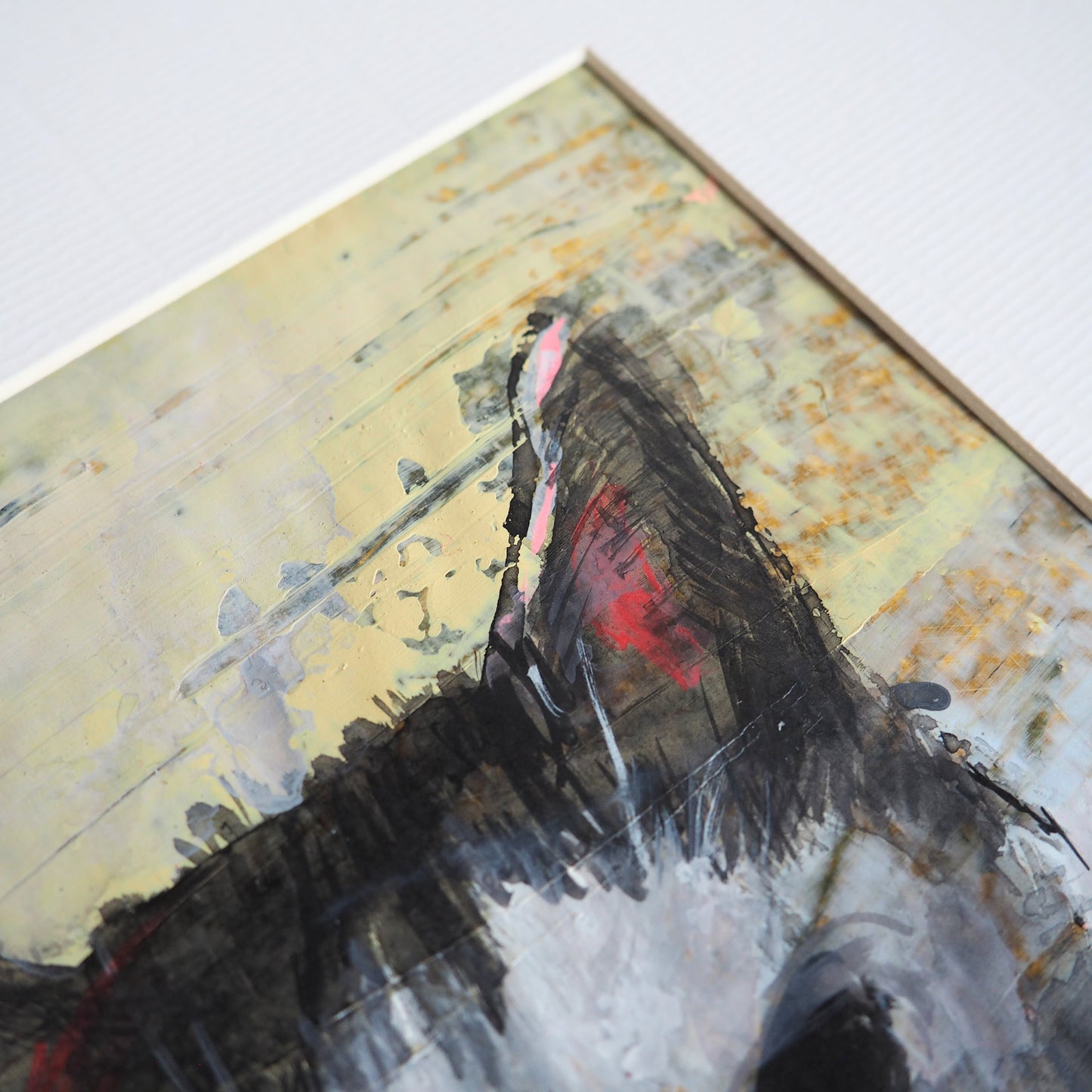 Small Cat Painting Acrylics on Paper 'Curious Marco'