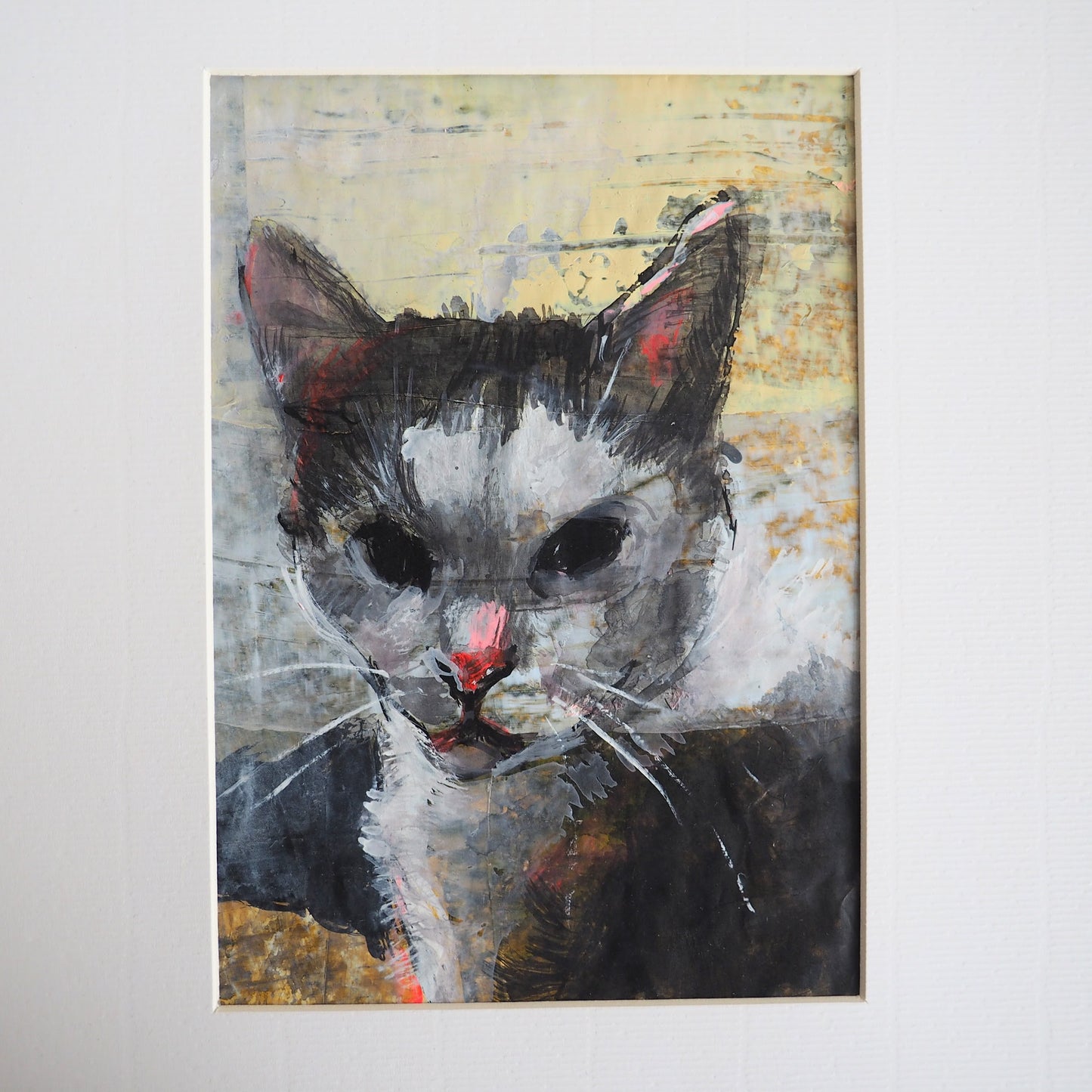 Small Cat Painting Acrylics on Paper 'Curious Marco'