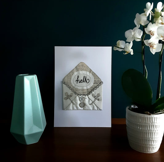 Hello Textile-art Silk Envelope