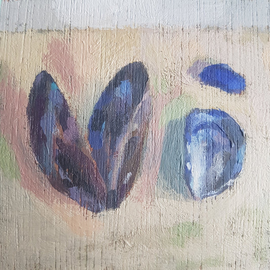 Mussels and Seaglass Study -  Small Original Painting