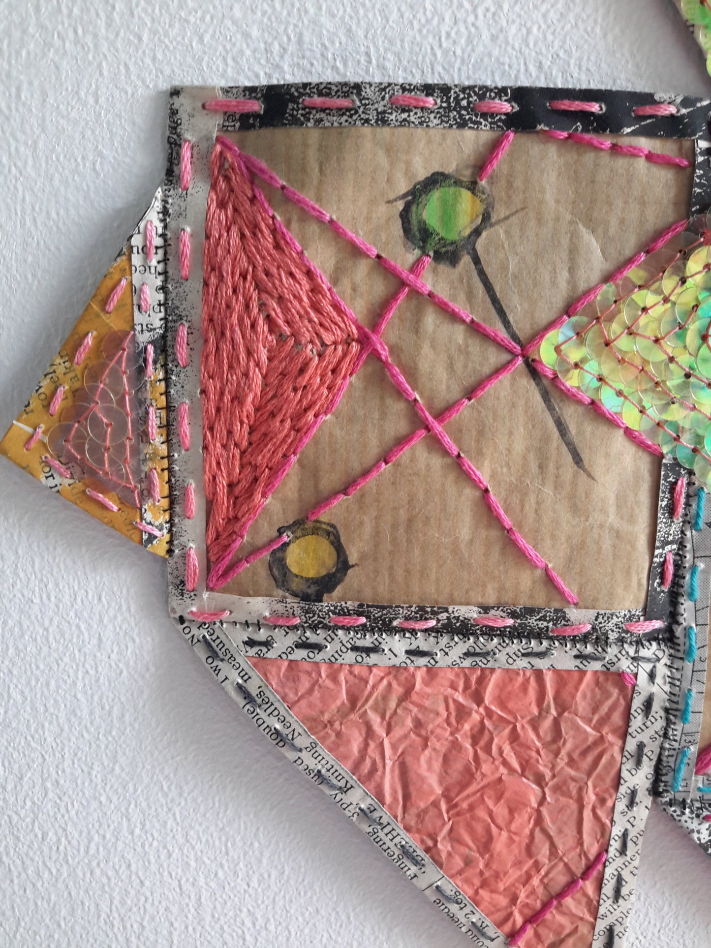 Geometric Paper Textile Art - Patches and Pins Number One