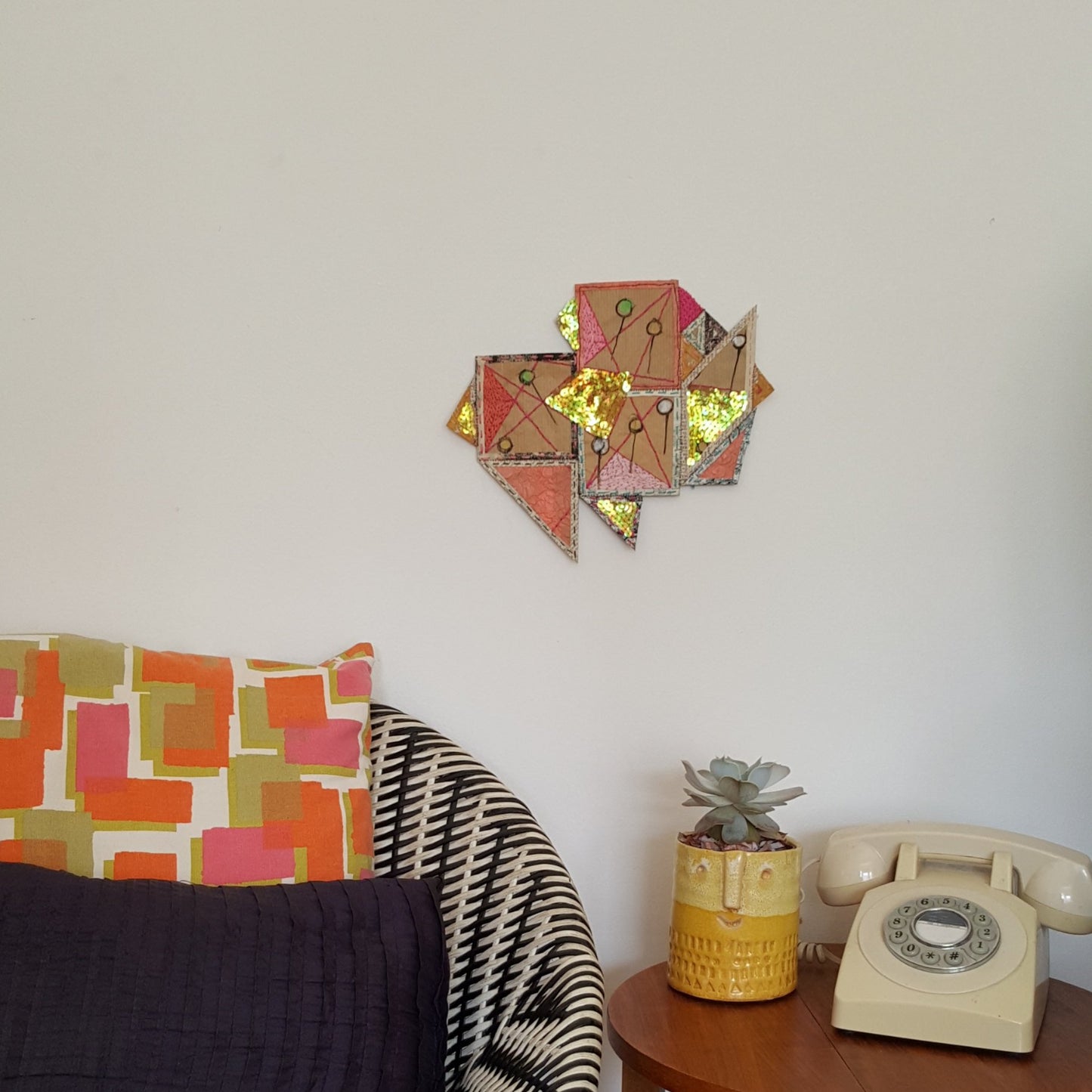 Geometric Paper Textile Art - Patches and Pins Number One