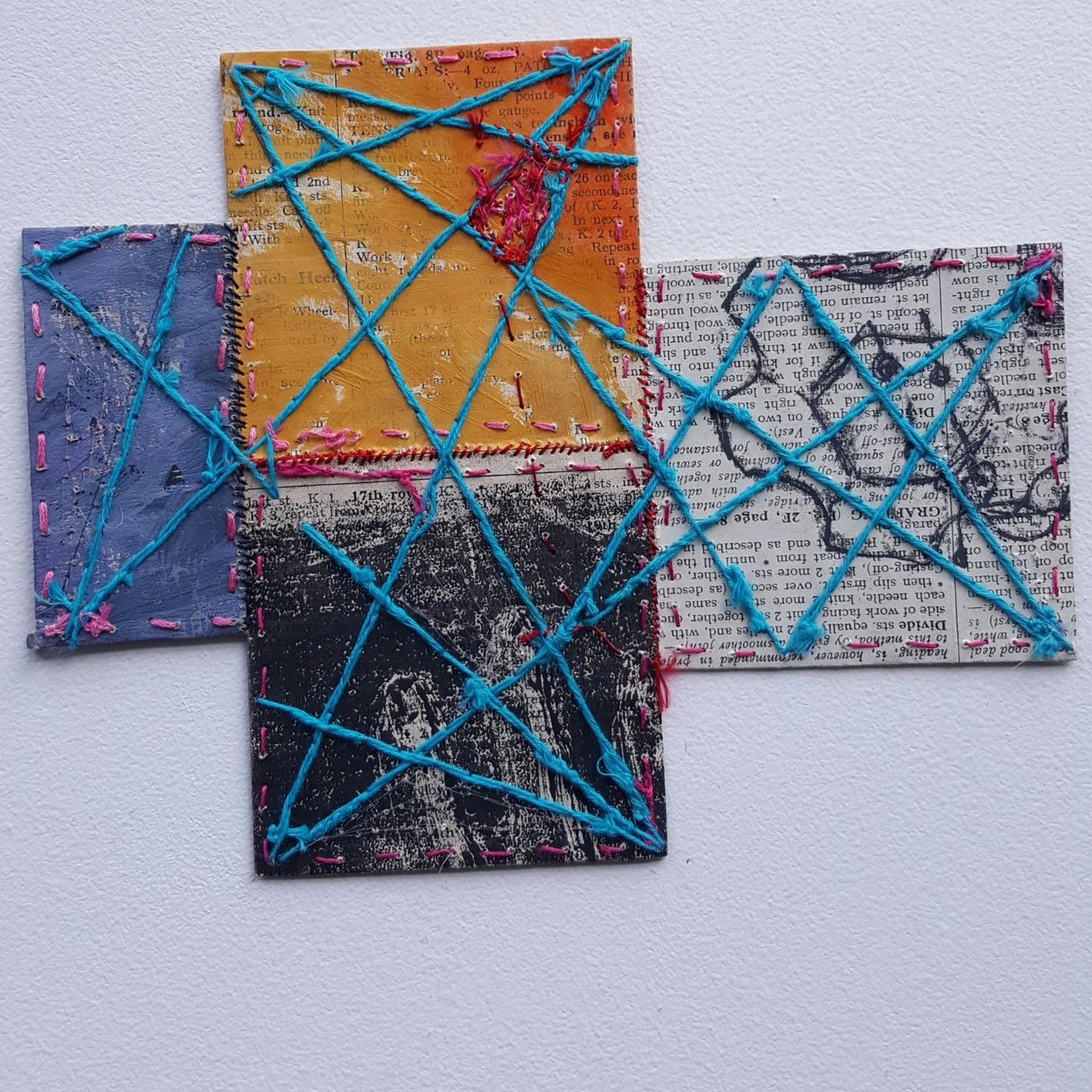 Reverse view of textile art by Julia Laing