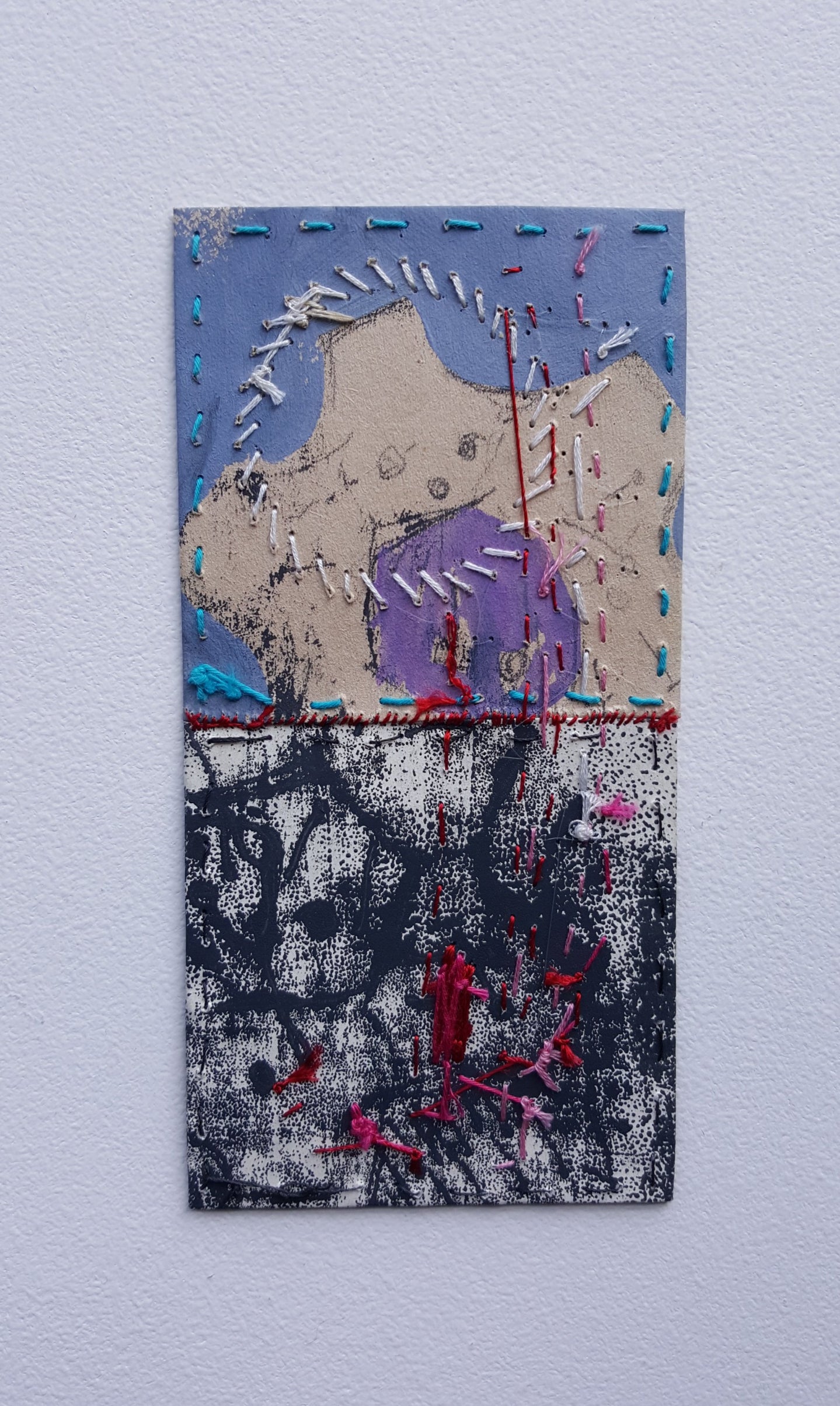 Small Paper Textile Art - Patches and Pins, Number Three