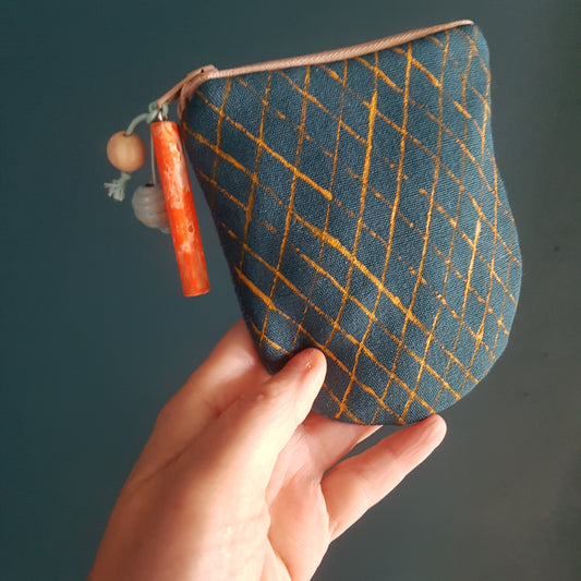 Teal Hand-printed Purse - Creels Design - Batch 1, number 10