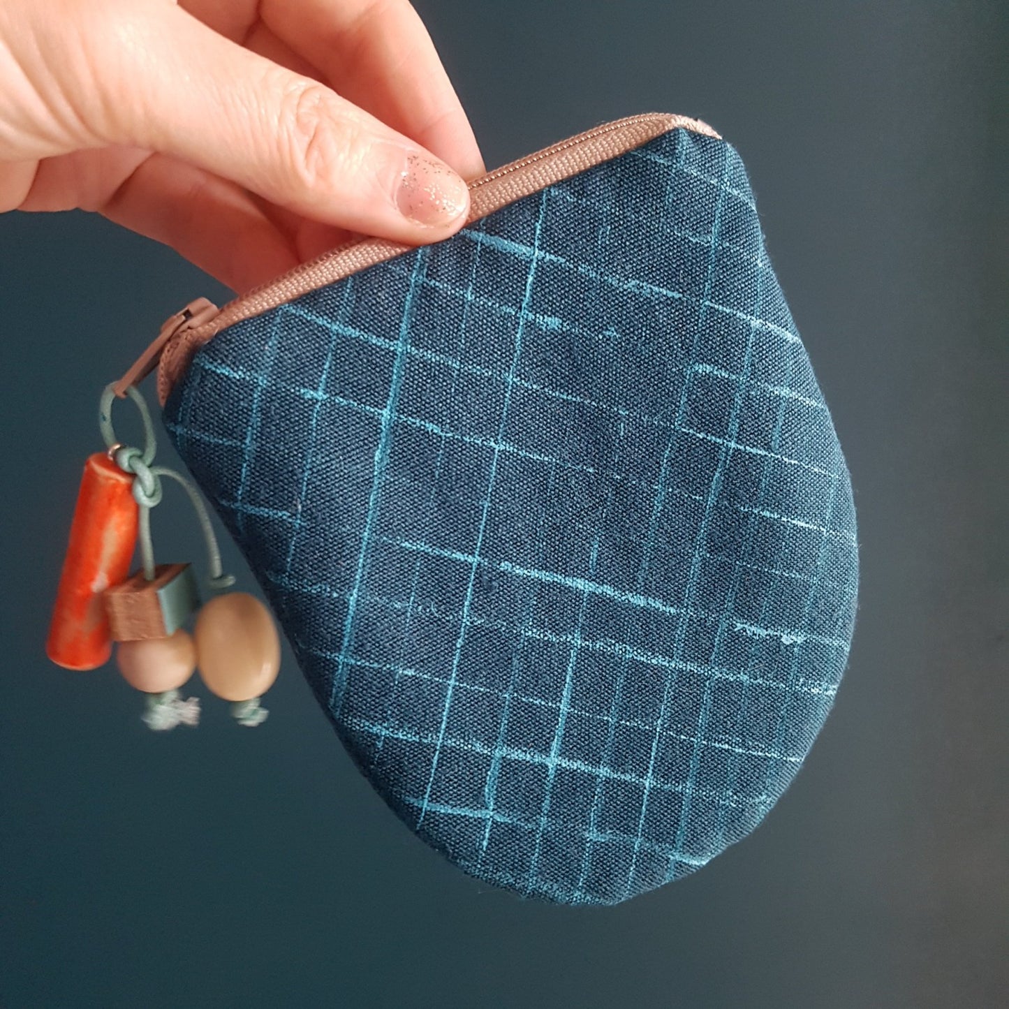 Teal Hand-printed Purse - Creels Design - Batch 1, number 1