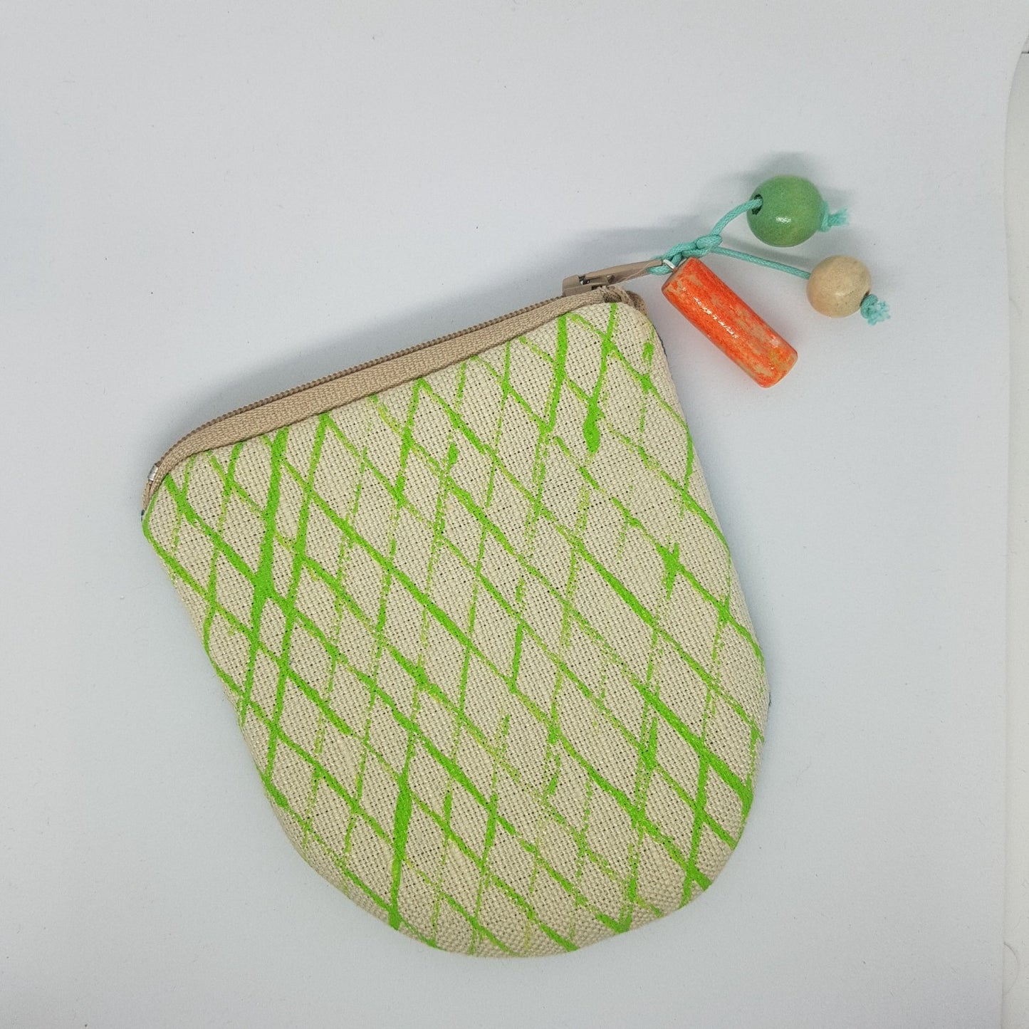 Hand-printed Purse - Creels Design - Cream/Green Batch 1, number 6