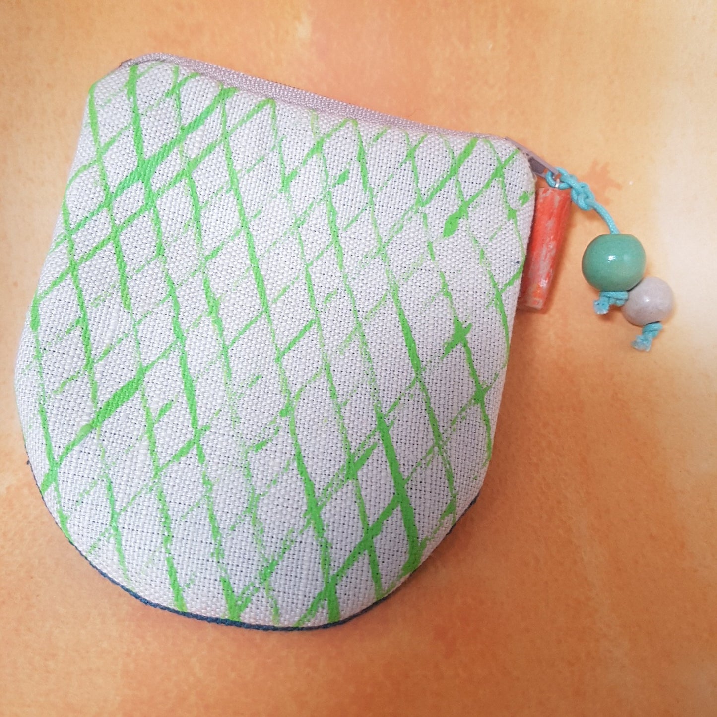 Hand-printed Purse - Creels Design - Cream/Green Batch 1, number 6