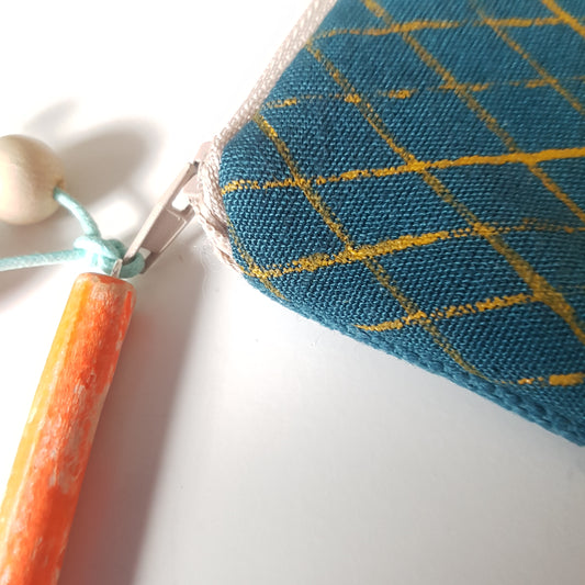 Teal Hand-printed Purse - Creels Design - Batch 1, number 10