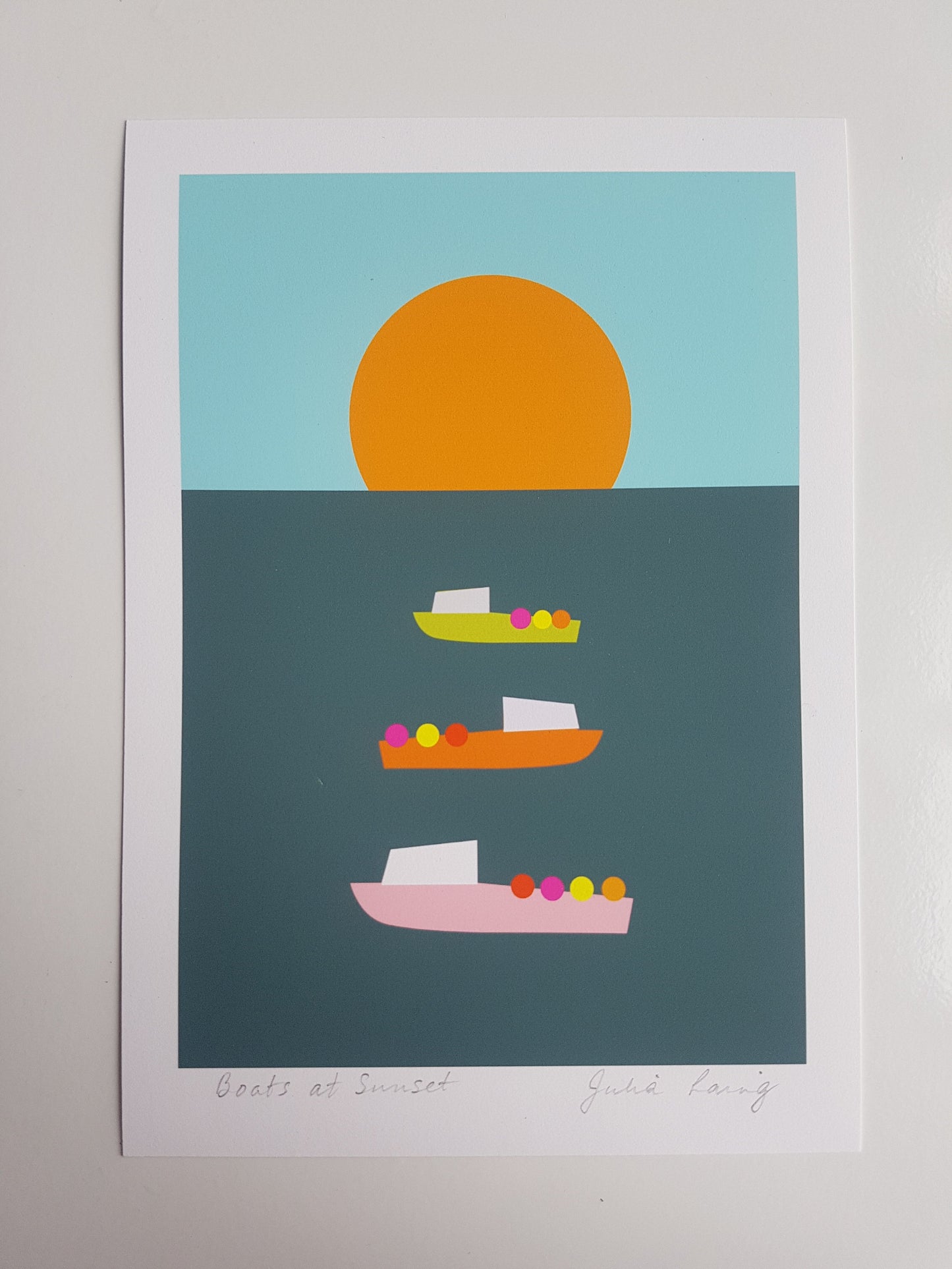 Retro nautical print against a white background