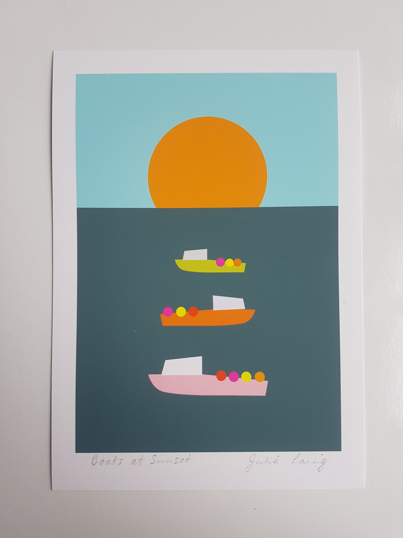 Retro nautical print against a white background
