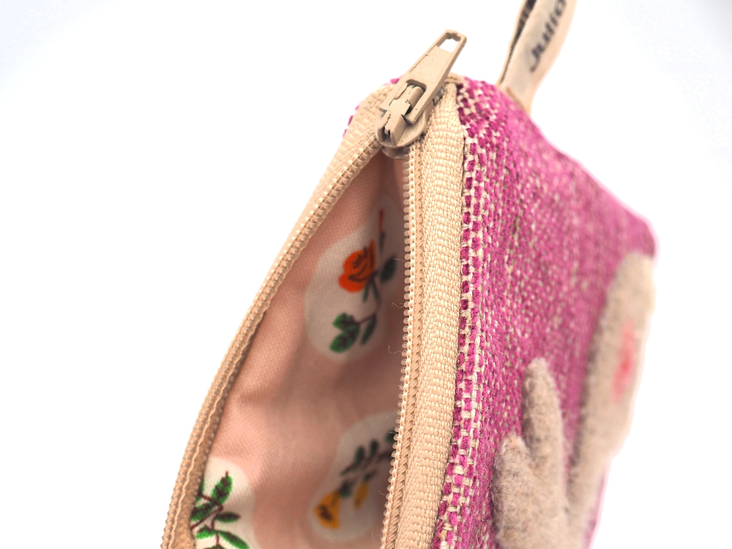 Coin Purse - Pink Chenille, Rabbit Design