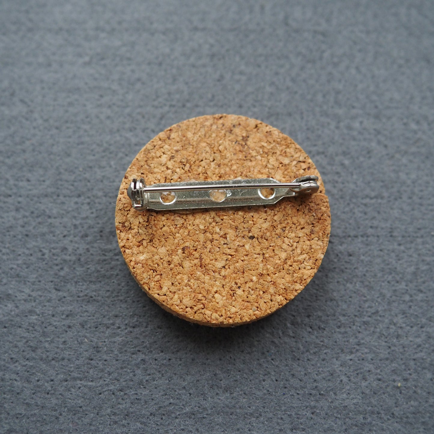 Handmade Printed Linen and Cork Brooch - Net Design - Batch 1 Number 11